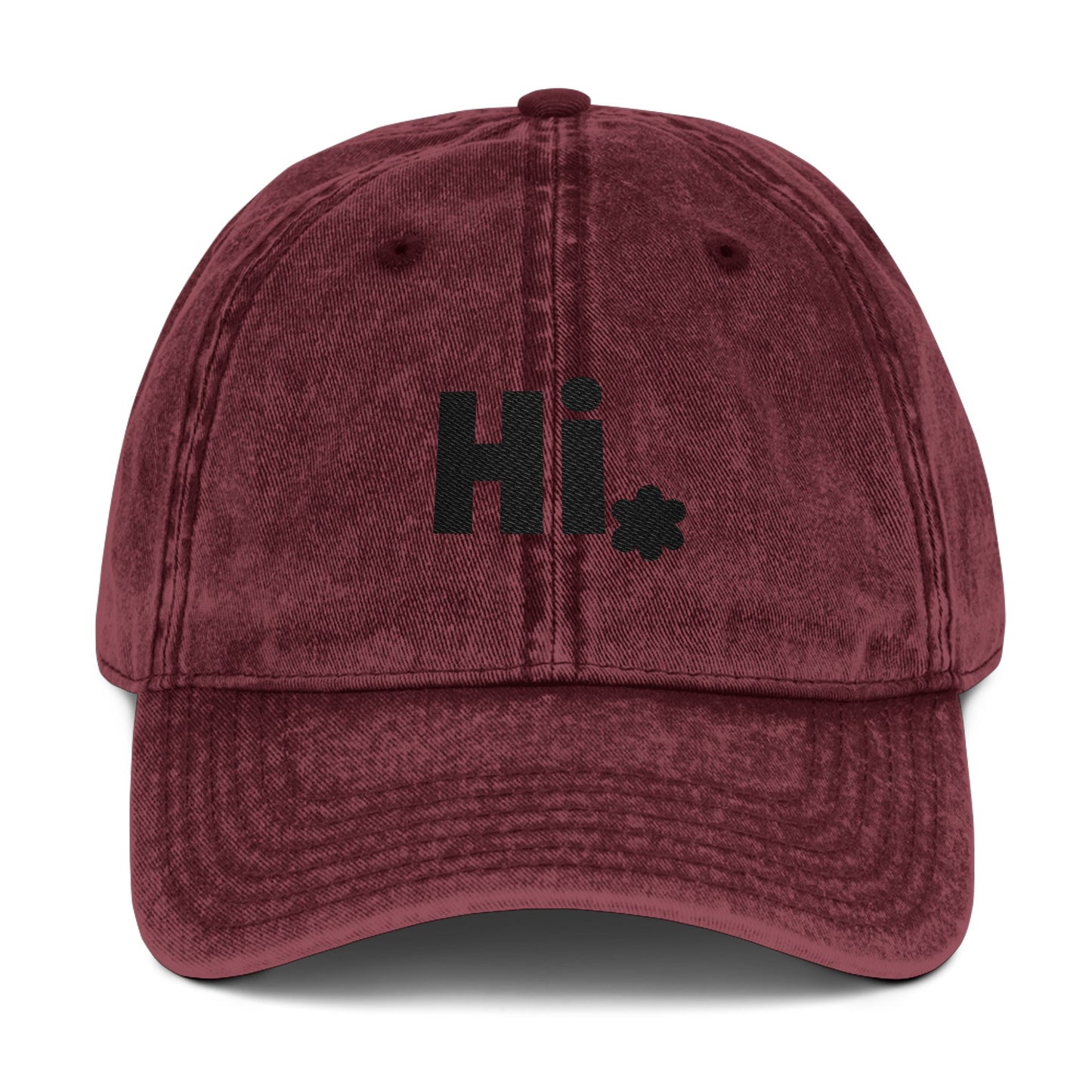Toddler Vintage Embroidered Cap - 'Hi' Greeting