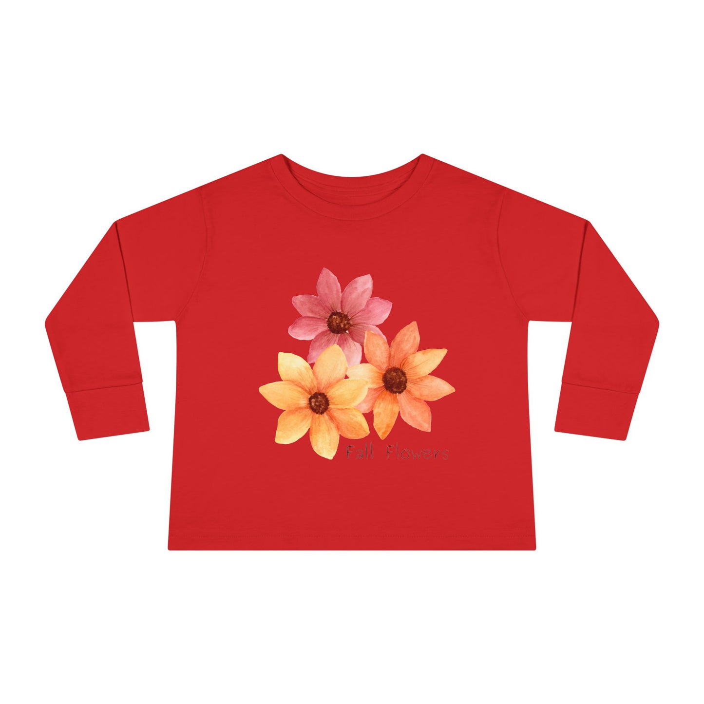Toddler Flowers Long Sleeve Tee, Adorable Toddler Shirt, Baby Girl Gift, Cute Kids Clothing, Flower Print Top, Seasonal Wear