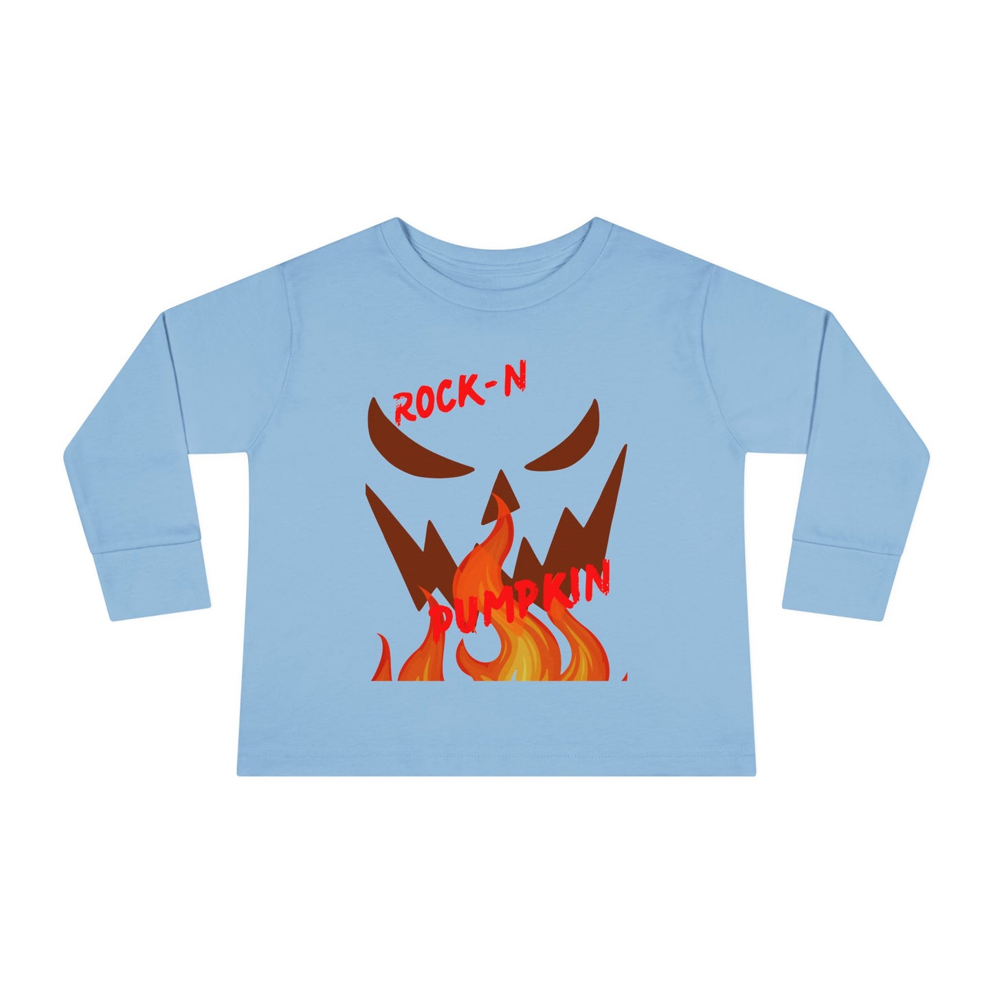 Rock-N-Pumpkin Toddler Long Sleeve Tee - Halloween, Fall, Kids Gift, Cute Outfit, Cozy Wear