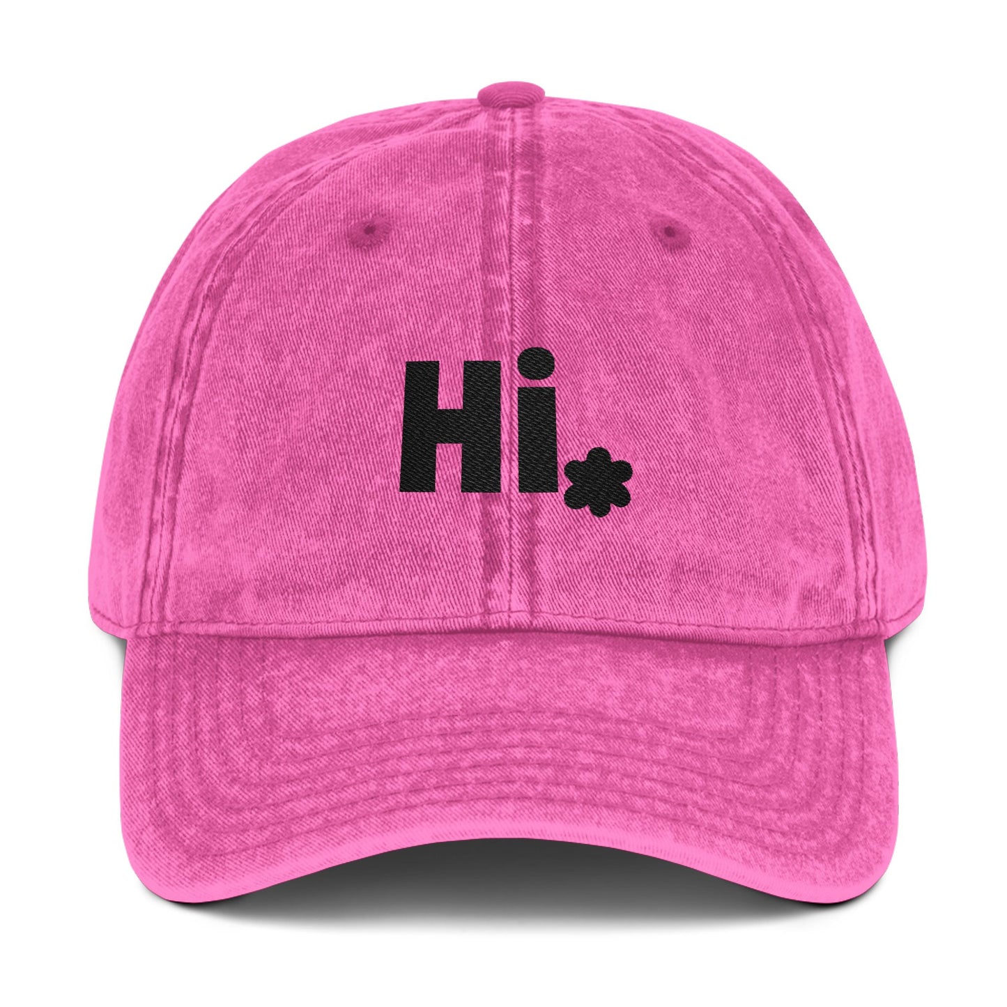 Toddler Vintage Embroidered Cap - 'Hi' Greeting