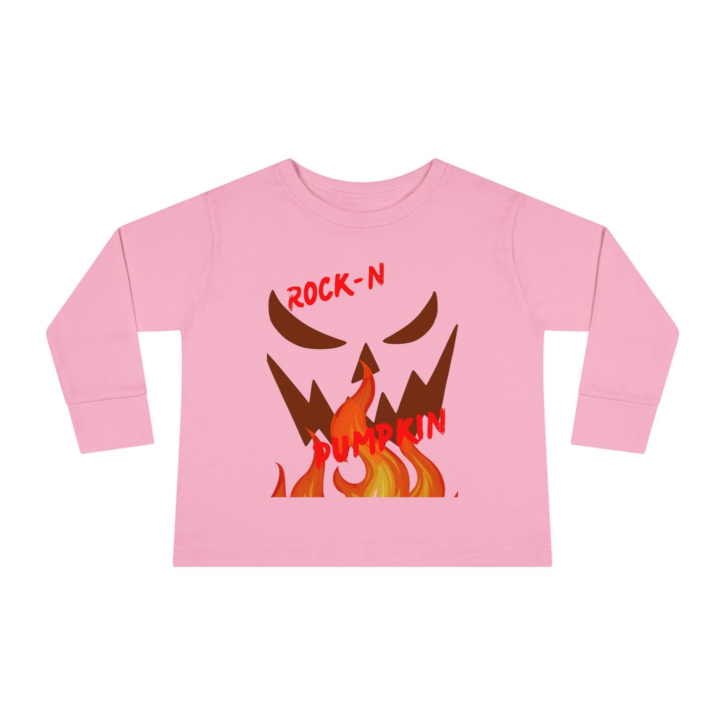 Rock-N-Pumpkin Toddler Long Sleeve Tee - Halloween, Fall, Kids Gift, Cute Outfit, Cozy Wear