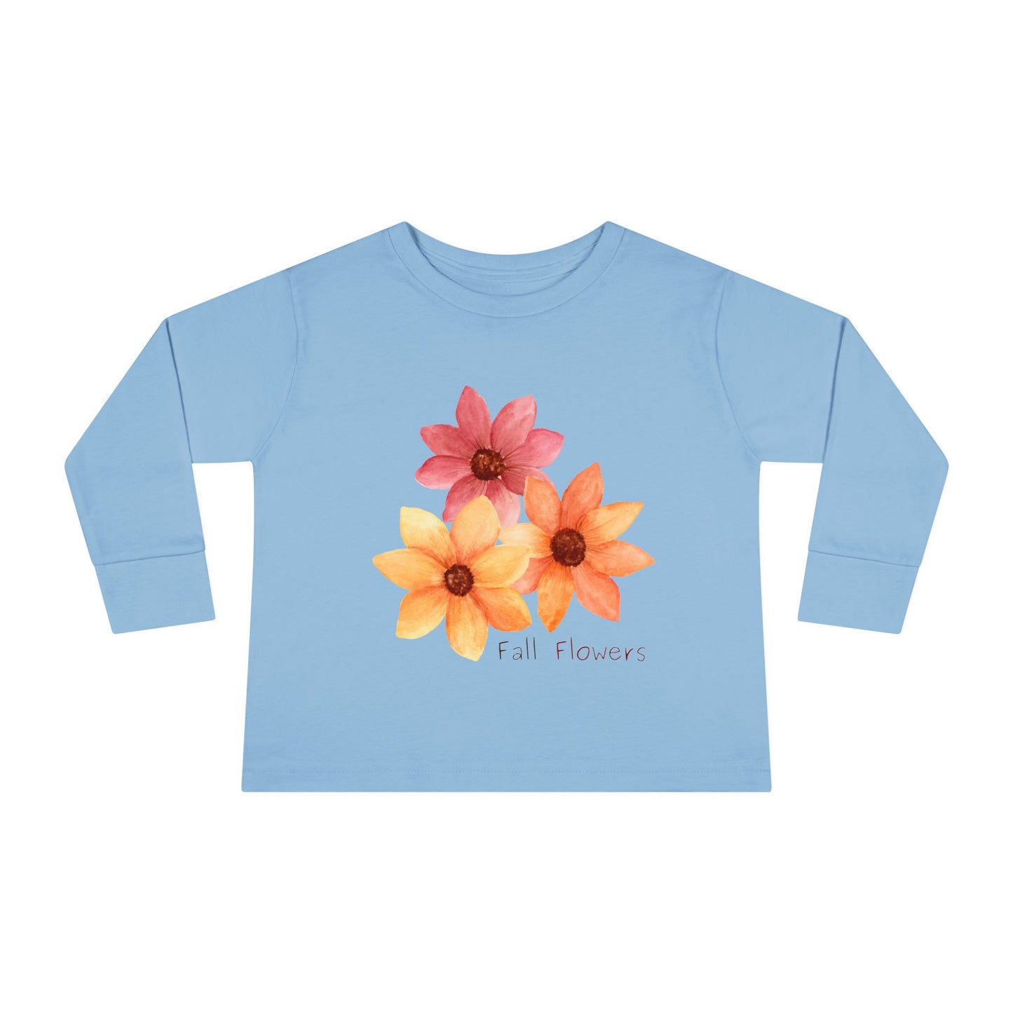 Toddler Flowers Long Sleeve Tee, Adorable Toddler Shirt, Baby Girl Gift, Cute Kids Clothing, Flower Print Top, Seasonal Wear