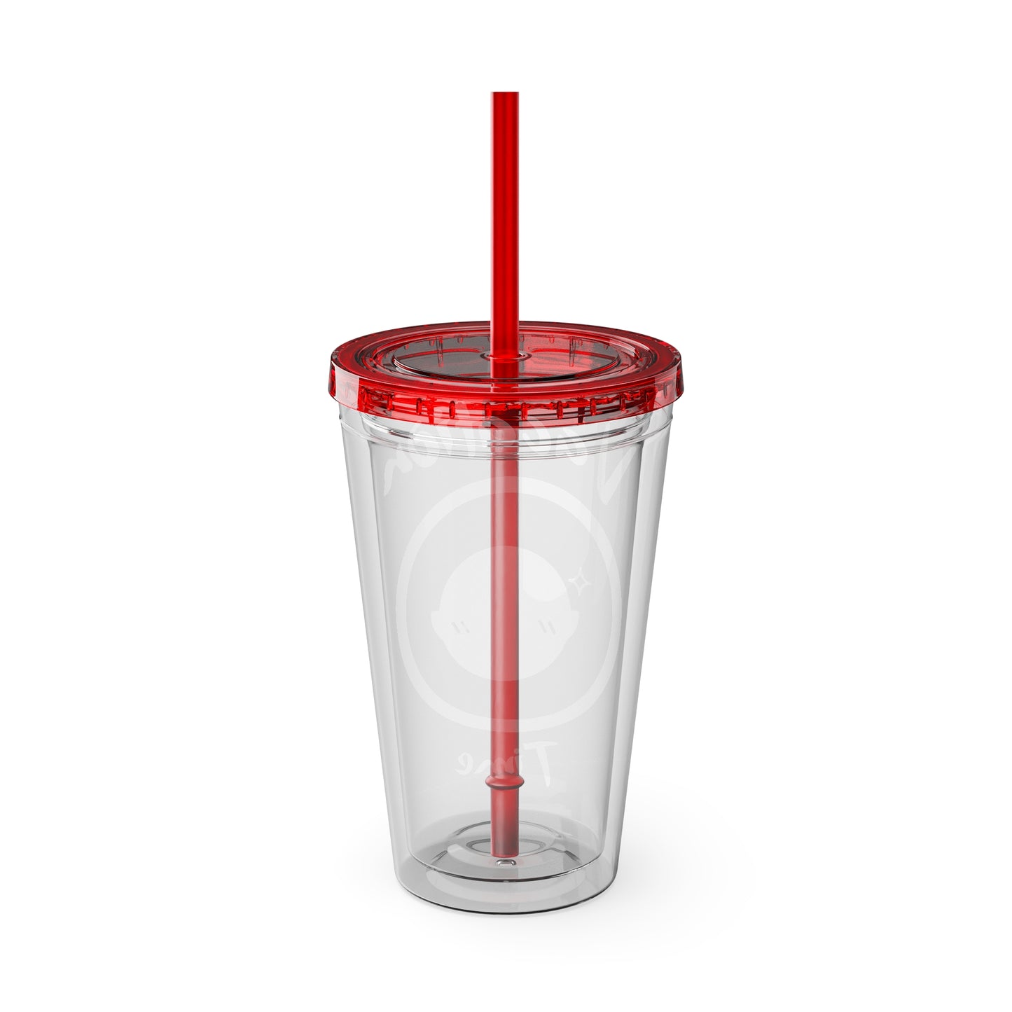 Sunsplash Vacation Time Tumbler with Straw | 16oz Clear Cup for Summer Drinks