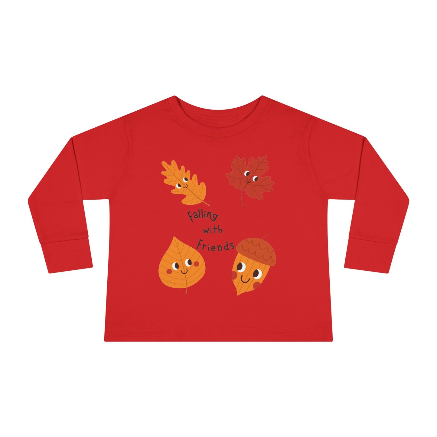 Falling with friends Long Sleeve Tee - Cute Autumn Shirt for Kids, Perfect for Halloween, Thanksgiving, Seasonal Wear, Gifts