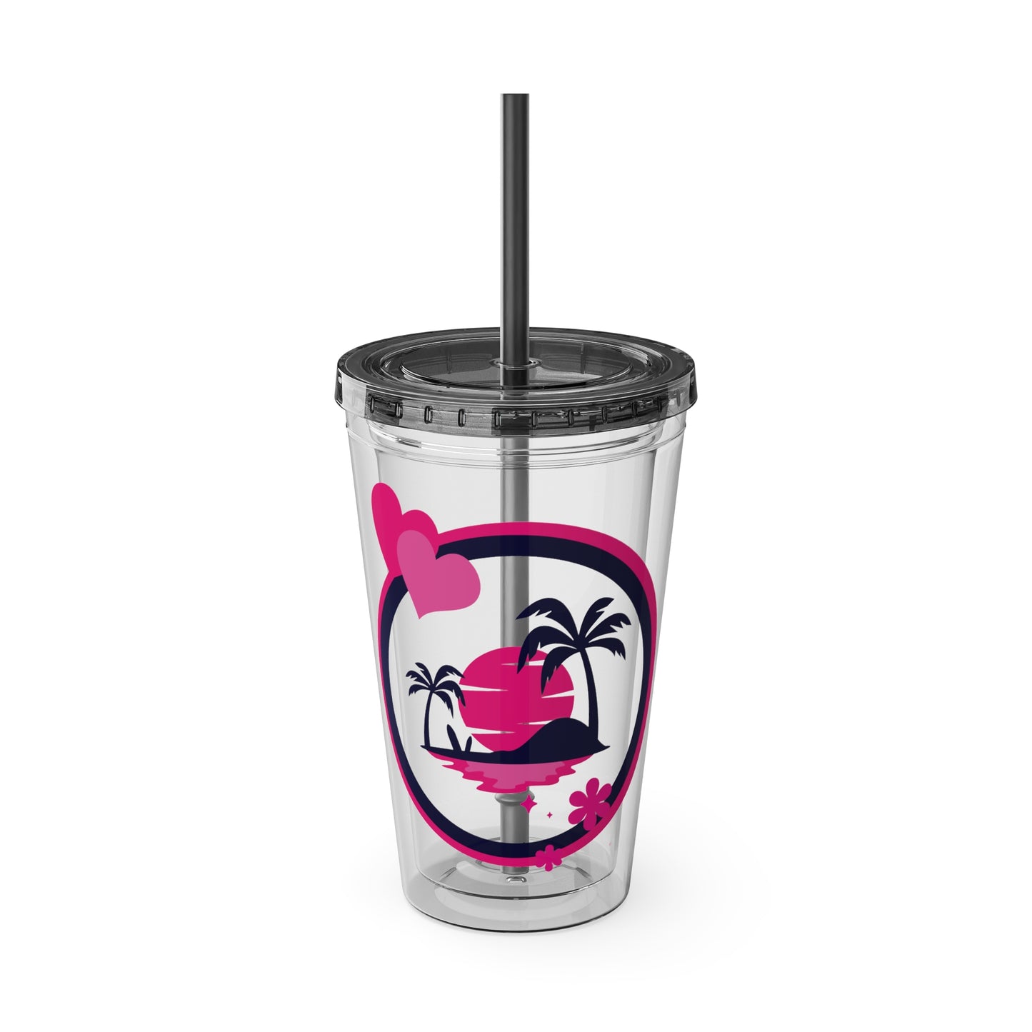 Sunsplash Tropical Tumbler with Straw - 16oz