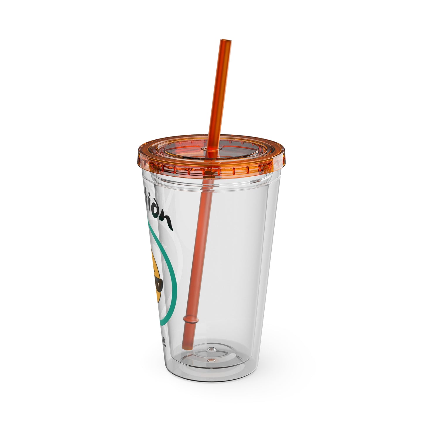 Sunsplash Vacation Time Tumbler with Straw | 16oz Clear Cup for Summer Drinks