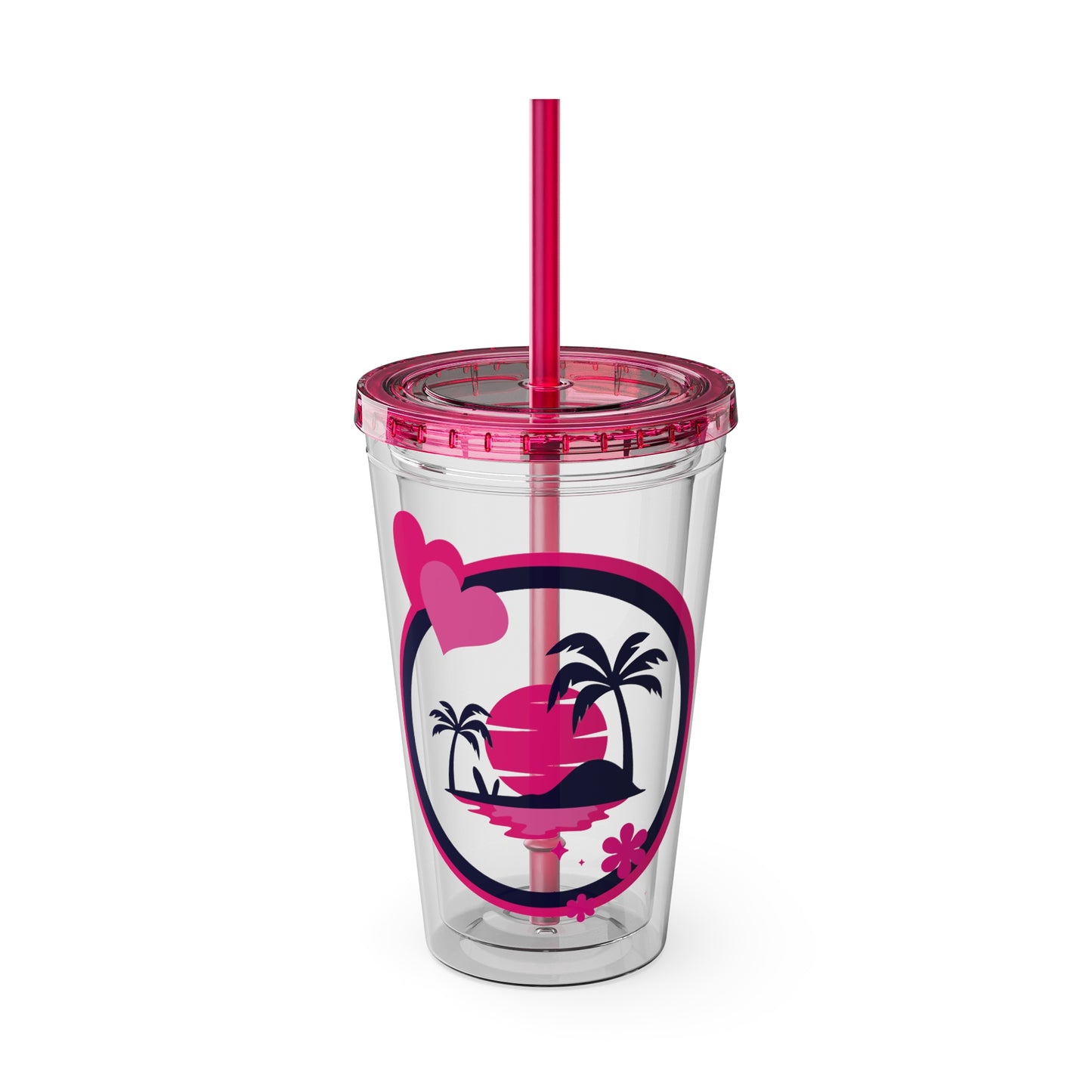 Sunsplash Tropical Tumbler with Straw - 16oz