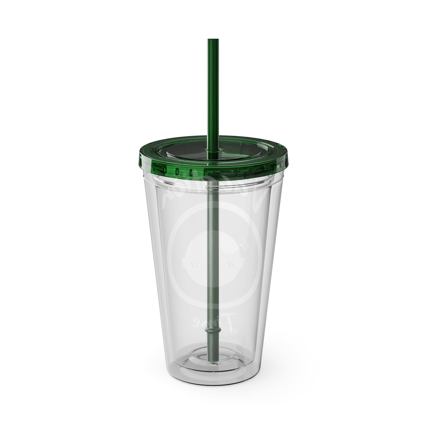 Sunsplash Vacation Time Tumbler with Straw | 16oz Clear Cup for Summer Drinks