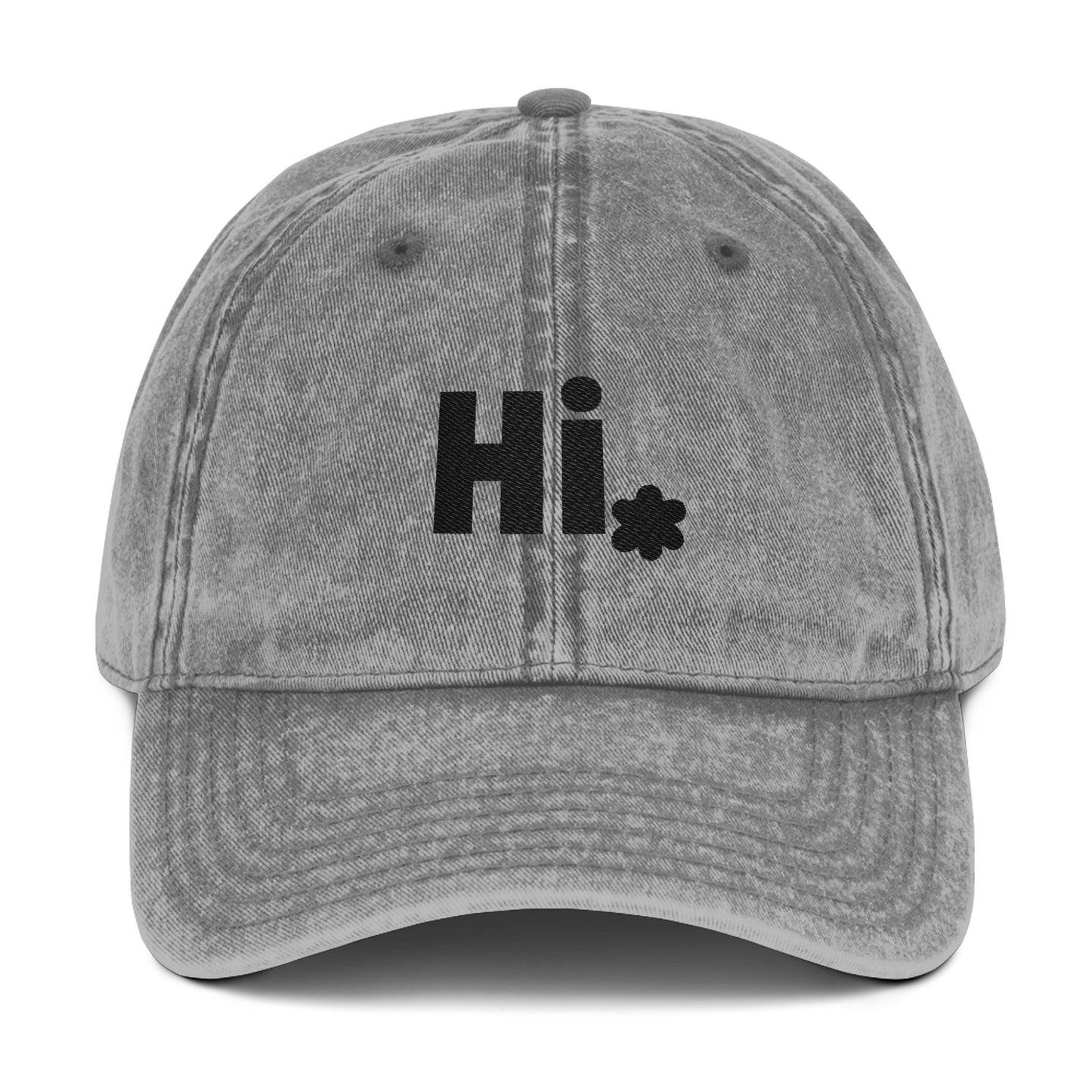 Toddler Vintage Embroidered Cap - 'Hi' Greeting