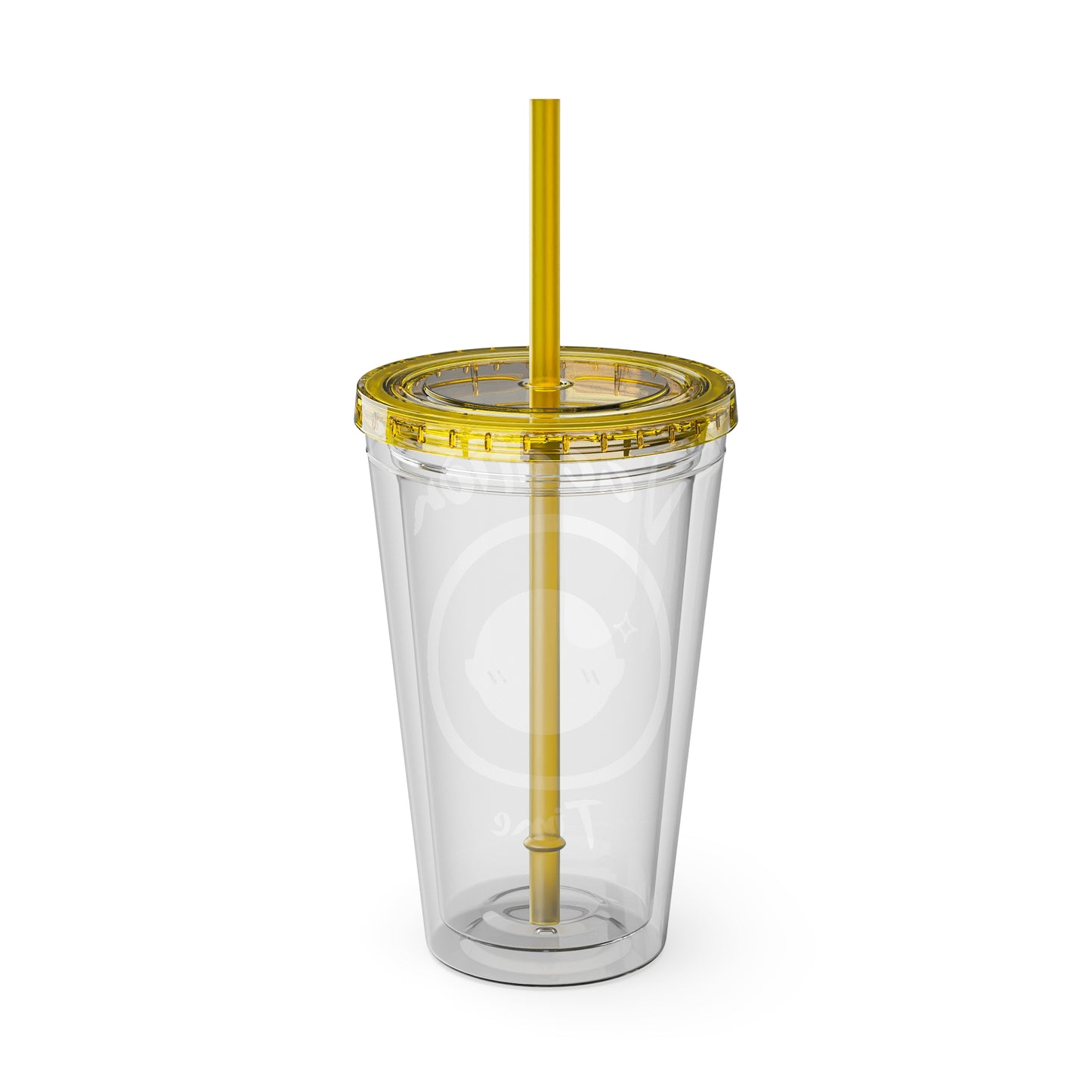 Sunsplash Vacation Time Tumbler with Straw | 16oz Clear Cup for Summer Drinks