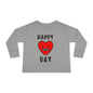 Happy Heart Day Toddler Long Sleeve Tee - Valentine's Day Love Kids Shirt, Cute Heart Graphic Top, Red Pink Hearts Child Tee, Sweetheart