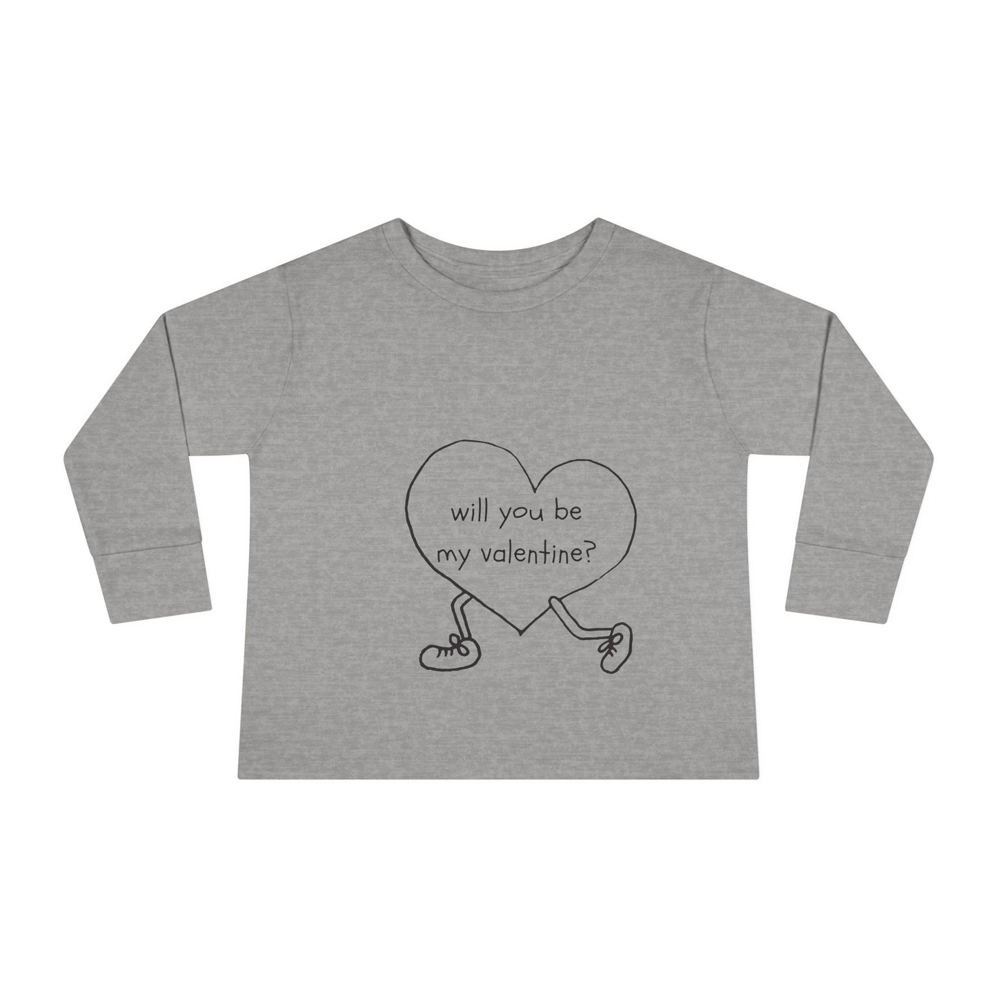 Valentine's Day Toddler Long Sleeve Tee, Will You Be My Valentine Shirt, Kids Valentine's Day Top, Heart Design Toddler Tee, Love Toddler