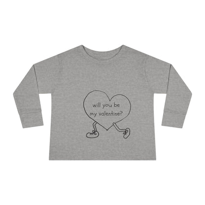 Valentine's Day Toddler Long Sleeve Tee, Will You Be My Valentine Shirt, Kids Valentine's Day Top, Heart Design Toddler Tee, Love Toddler