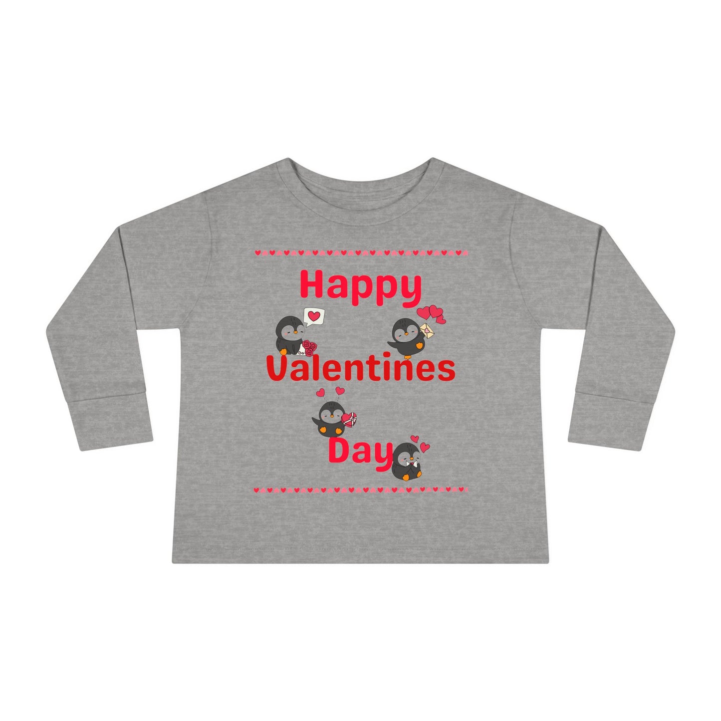 Valentines Day Penguin Toddler Long Sleeve Tee, Kids Shirt, Children's Clothing, Heart Penguin Graphic Tee, Love Penguin Shirt