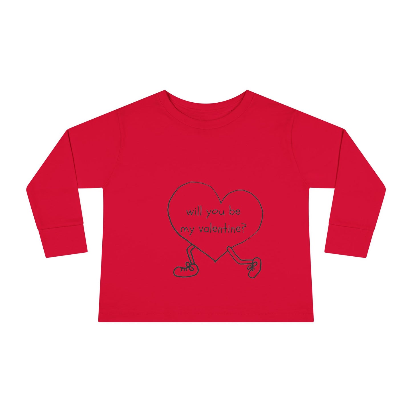 Valentine's Day Toddler Long Sleeve Tee, Will You Be My Valentine Shirt, Kids Valentine's Day Top, Heart Design Toddler Tee, Love Toddler