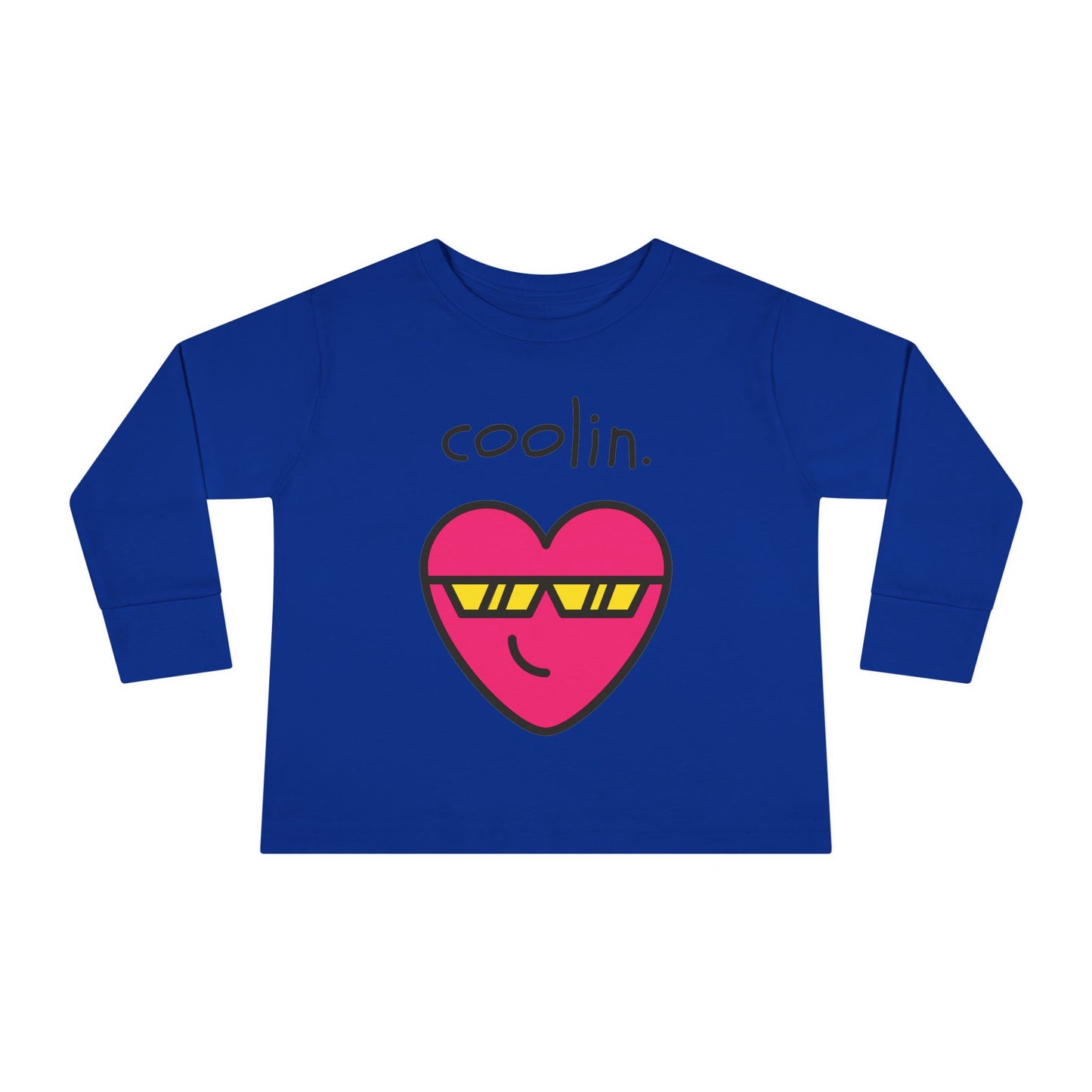 Coolin with Cool Heart Toddler Long Sleeve Tee, Heart Print Shirt, Kids Clothing, Cute Child Top, Trendy Baby Apparel, Cool Heart Design