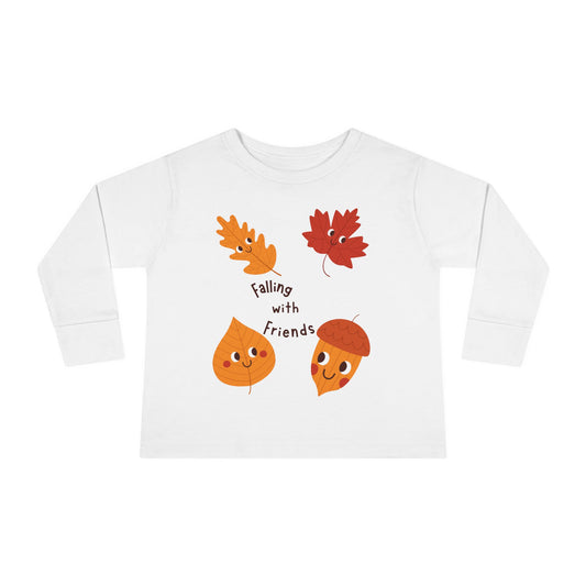 Falling with friends Long Sleeve Tee - Cute Autumn Shirt for Kids, Perfect for Halloween, Thanksgiving, Seasonal Wear, Gifts