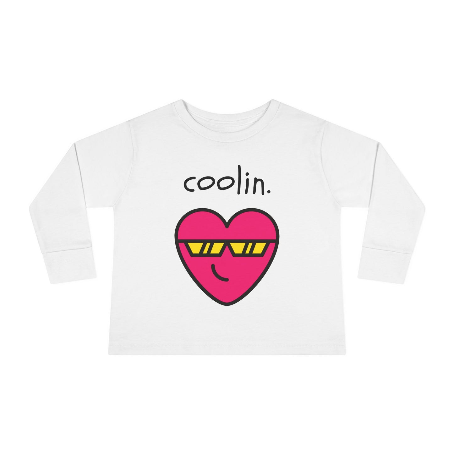 Coolin with Cool Heart Toddler Long Sleeve Tee, Heart Print Shirt, Kids Clothing, Cute Child Top, Trendy Baby Apparel, Cool Heart Design