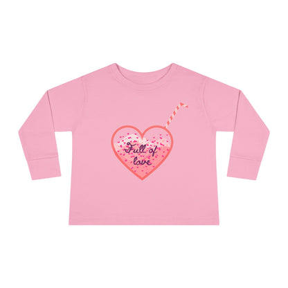 Full of Love Toddler Long Sleeve Tee, Heart Pattern Shirt, Cute Kids Clothes, Valentine's Day Gift, Children's Apparel, Sweet Child Top