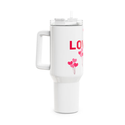 LOVE Tumbler - Romantic Drinkware, Heart Design Travel Mug, Valentine's Day Gift, Stainless Steel Cup, Anniversary Present