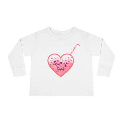 Full of Love Toddler Long Sleeve Tee, Heart Pattern Shirt, Cute Kids Clothes, Valentine's Day Gift, Children's Apparel, Sweet Child Top