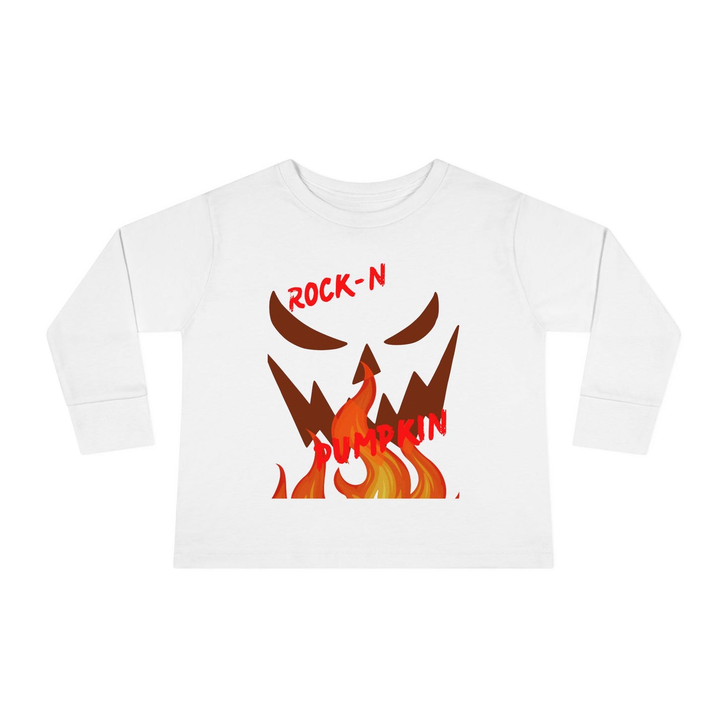 Rock-N-Pumpkin Toddler Long Sleeve Tee - Halloween, Fall, Kids Gift, Cute Outfit, Cozy Wear
