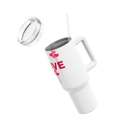 LOVE Tumbler - Romantic Drinkware, Heart Design Travel Mug, Valentine's Day Gift, Stainless Steel Cup, Anniversary Present