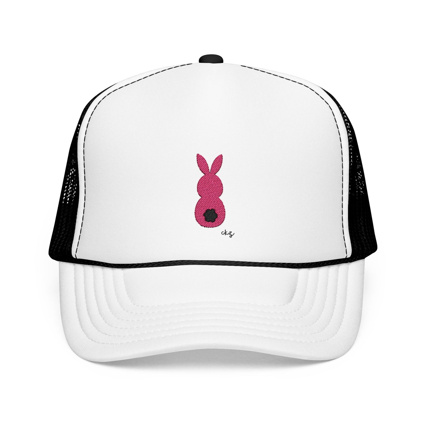 Playful Bunny Embroidered Foam Hat - Trendy Casual Accessories for Everyday Wear