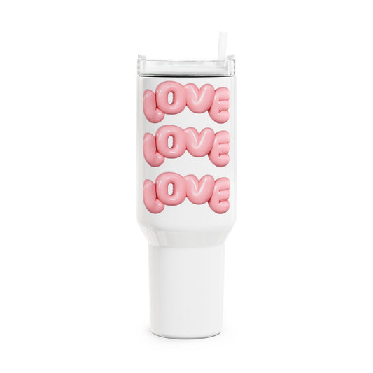 Love Tumbler Cup - 3D Heart Design, Romantic Gift Idea, Stainless Steel Travel Mug, Valentine's Day Gift, Insulated Drinkware