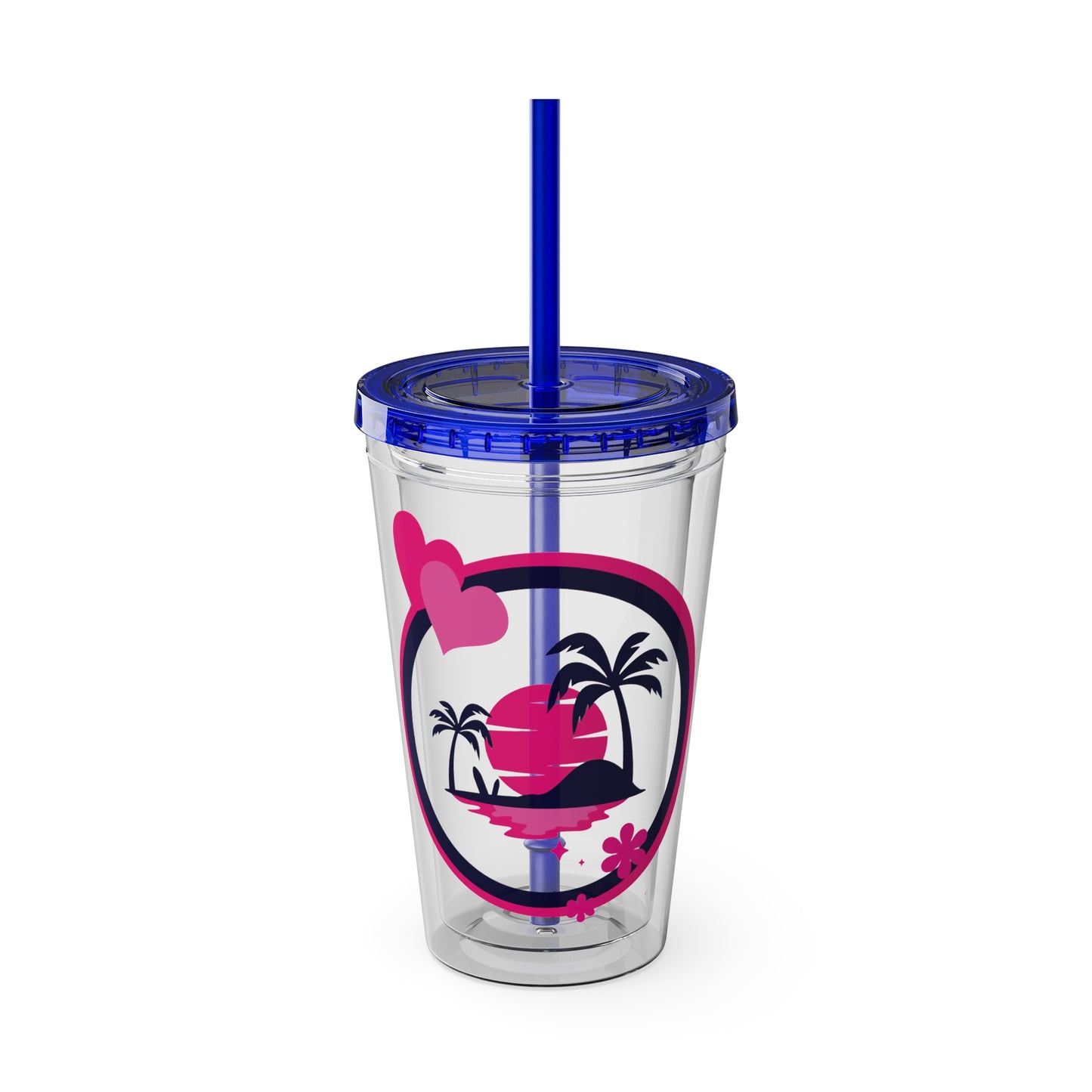 Sunsplash Tropical Tumbler with Straw - 16oz