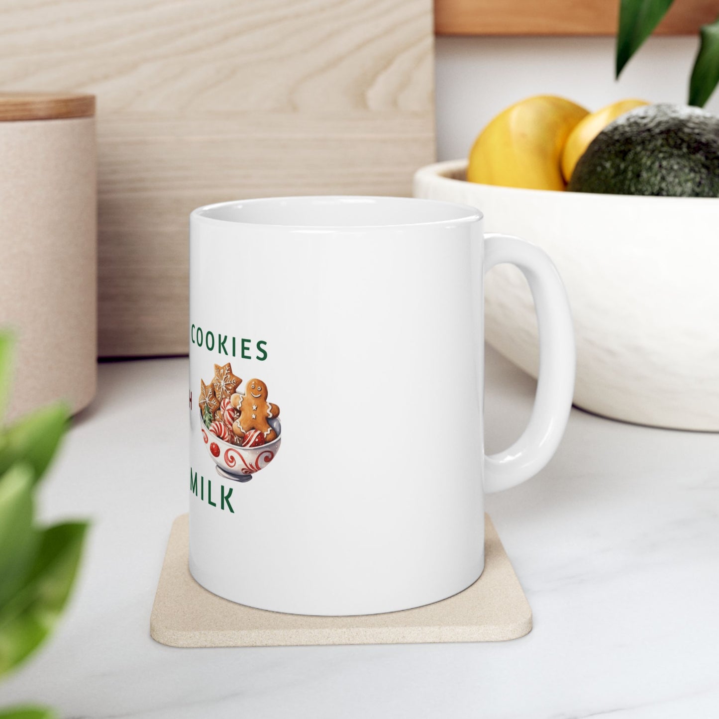 Cookies with Warm Milk Ceramic Mug - Cozy Kitchen Drinkware, Tea Cup, Hot Cocoa Gift, Coffee Lover Present, Unique Breakfast Accessories