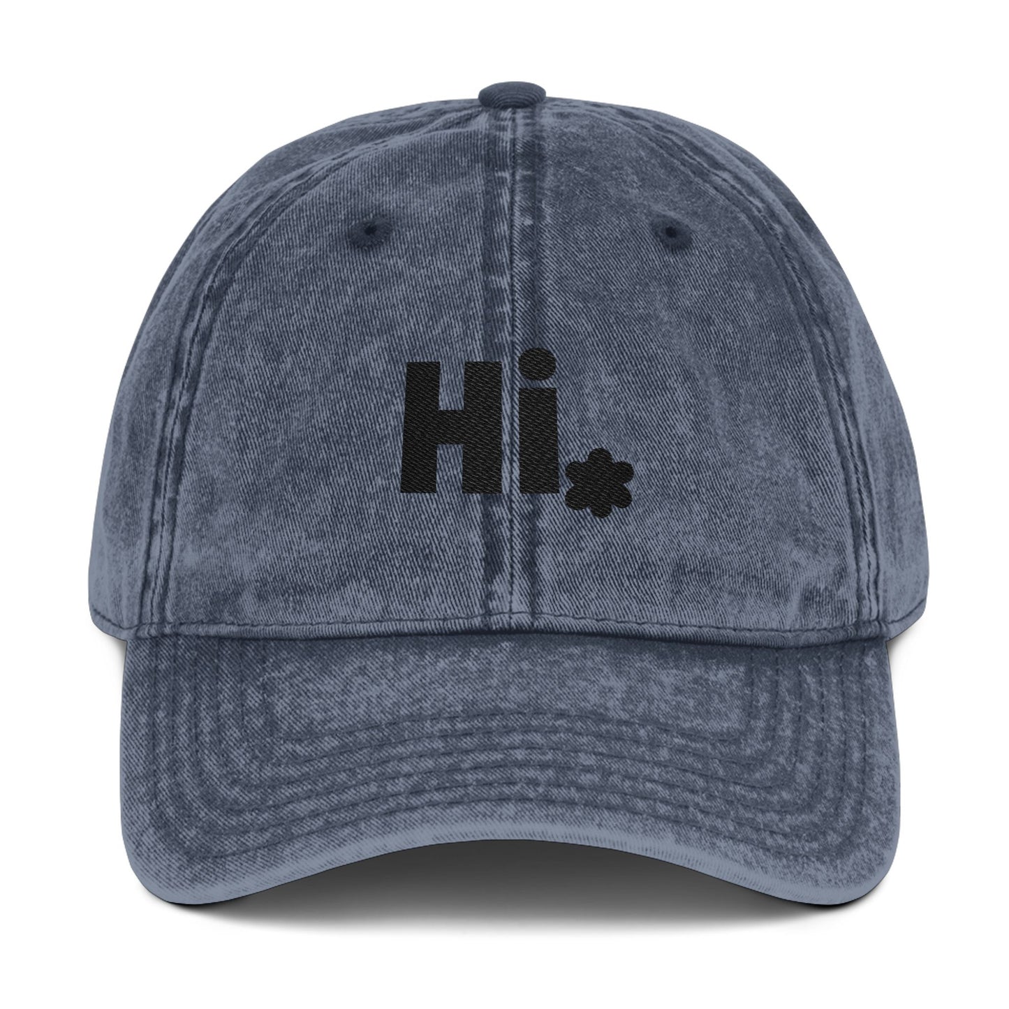 Toddler Vintage Embroidered Cap - 'Hi' Greeting
