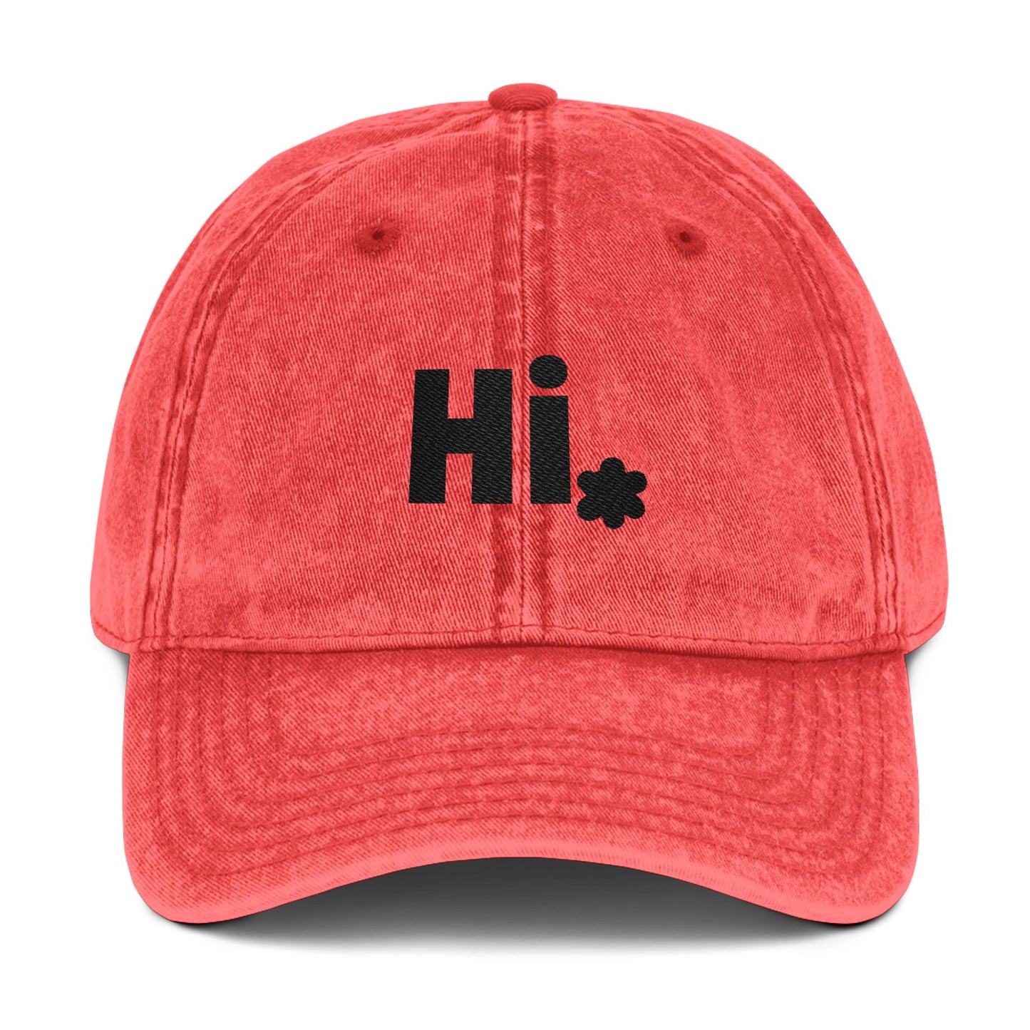 Toddler Vintage Embroidered Cap - 'Hi' Greeting