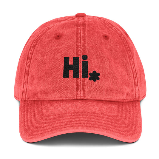 Toddler Vintage Embroidered Cap - 'Hi' Greeting