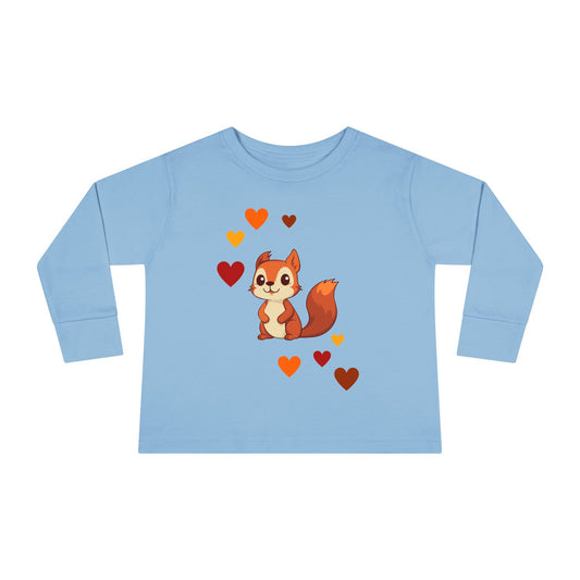 Adorable Toddler Long Sleeve Squirrel Tee, Cute Kids Shirt, Family Matching Outfits, Fall Designs, Gift for Toddlers, Playful Apparel