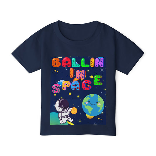 Cute Astronaut Toddler T-Shirt - Ballin in Space Design