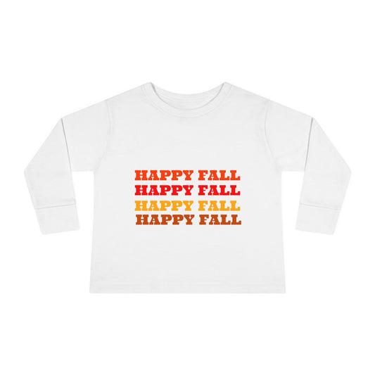 Happy Fall Toddler Long Sleeve Tee, Autumn T-Shirt for Kids, Seasonal Toddler Clothing, Thanksgiving Gift, Fall Fashion for Toddlers