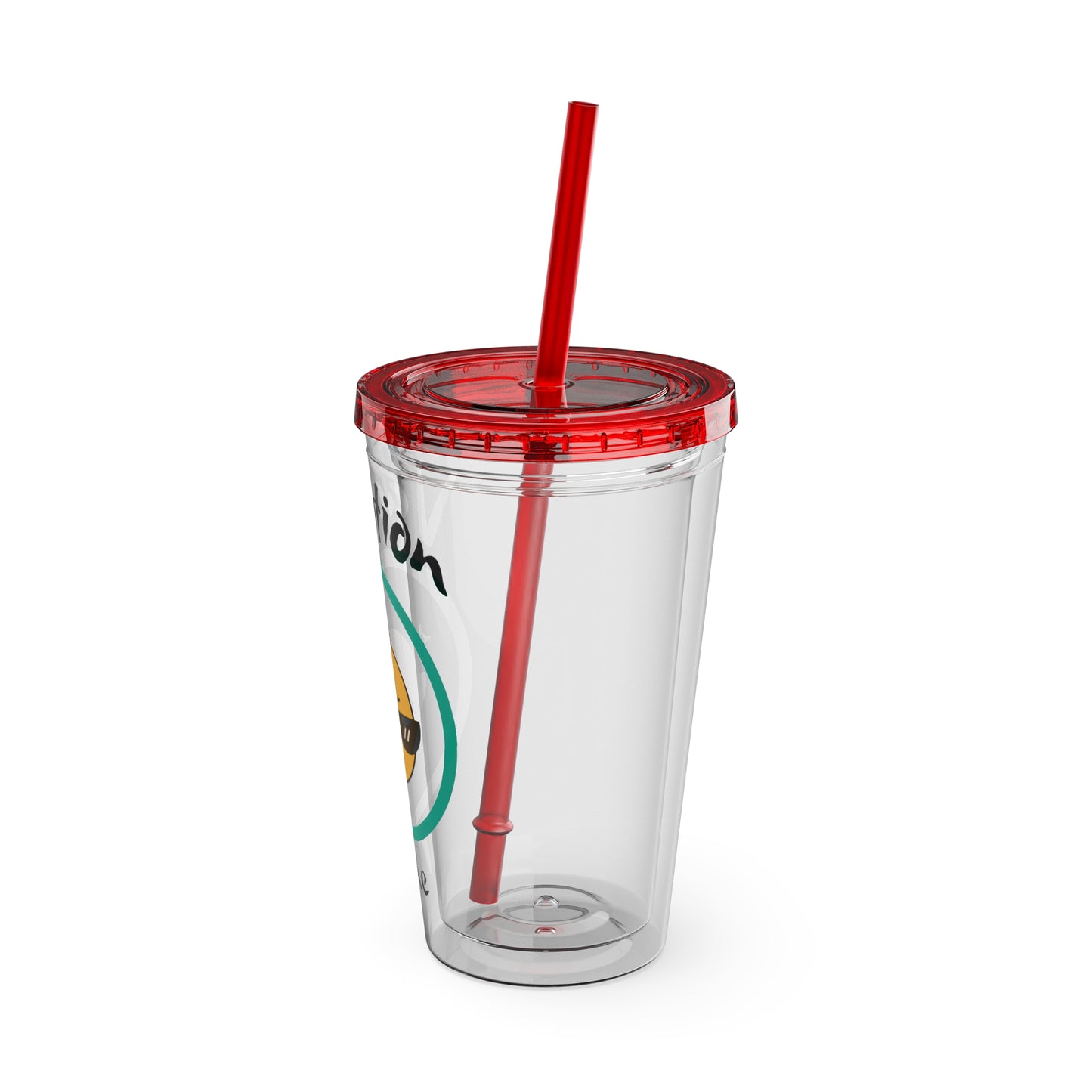 Sunsplash Vacation Time Tumbler with Straw | 16oz Clear Cup for Summer Drinks