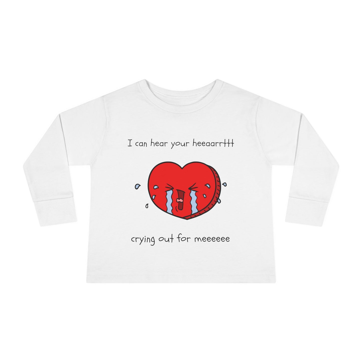 Heart Crying Out Toddler Long Sleeve Tee, Little Kids Shirt, Emotional Toddler Top, Heartfelt Children's Clothing, Kids Emotional Expression