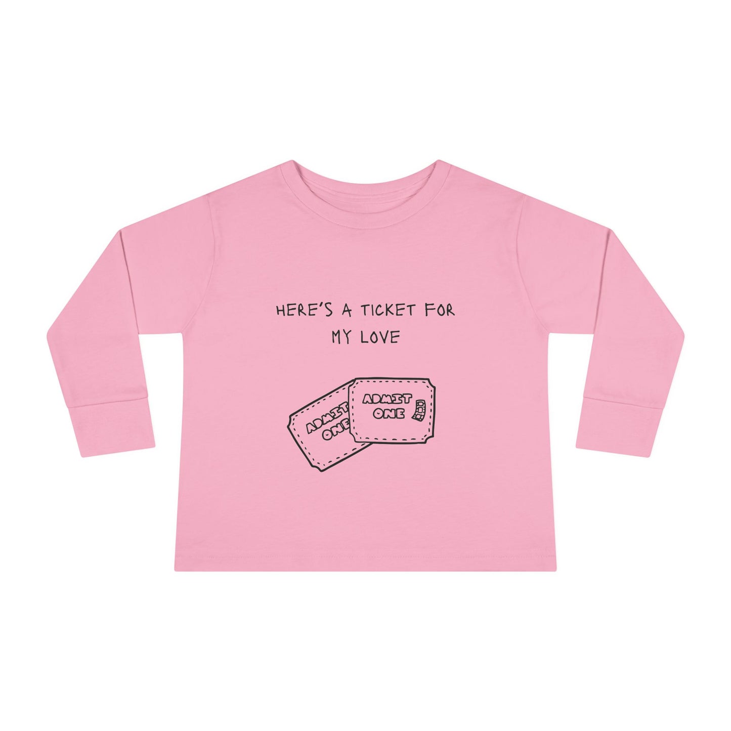 Ticket for My Love Toddler Long Sleeve Tee, Cute Kids Shirt, Children's Clothing, Valentine's Day Gift, Adorable Baby Top, Love Ticket