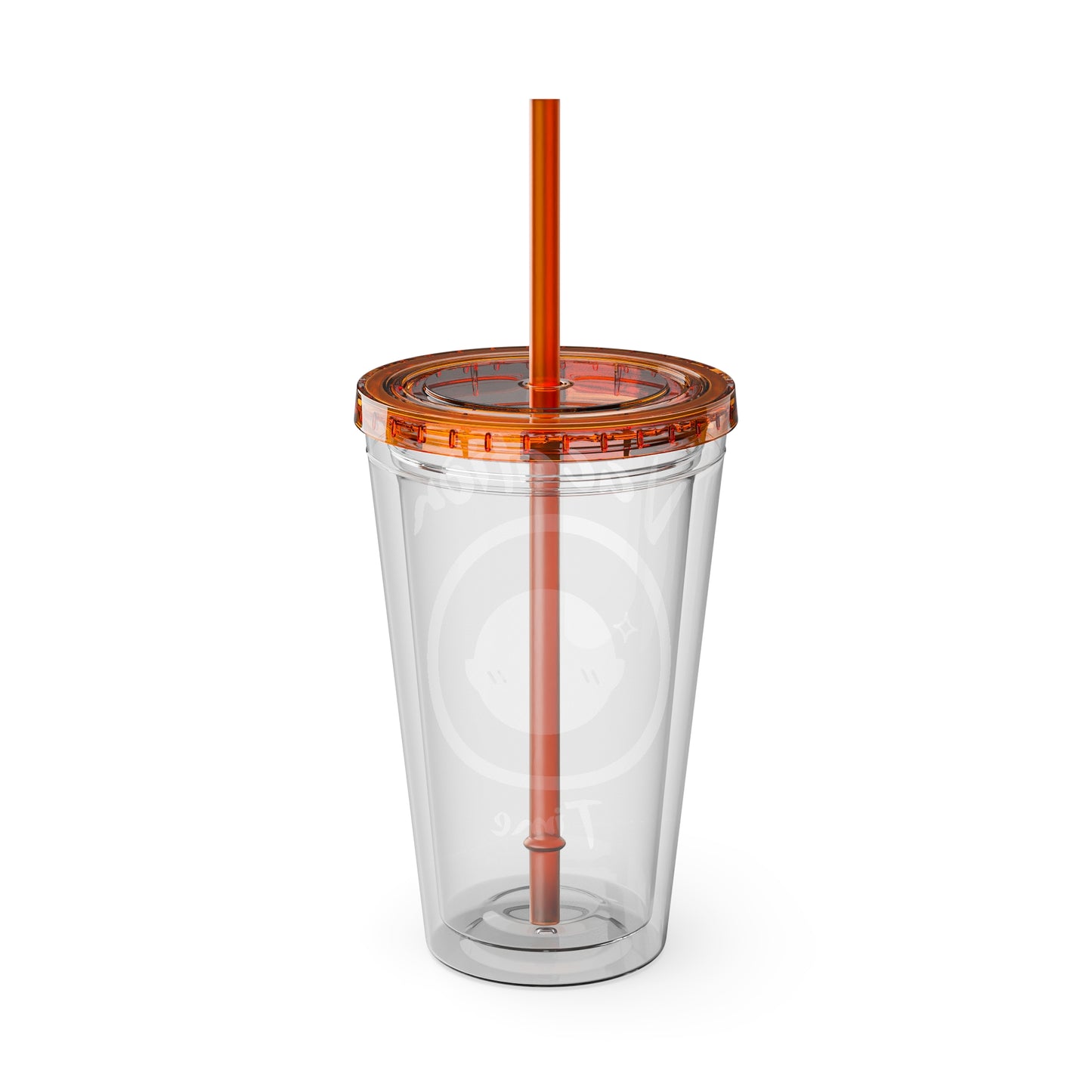 Sunsplash Vacation Time Tumbler with Straw | 16oz Clear Cup for Summer Drinks