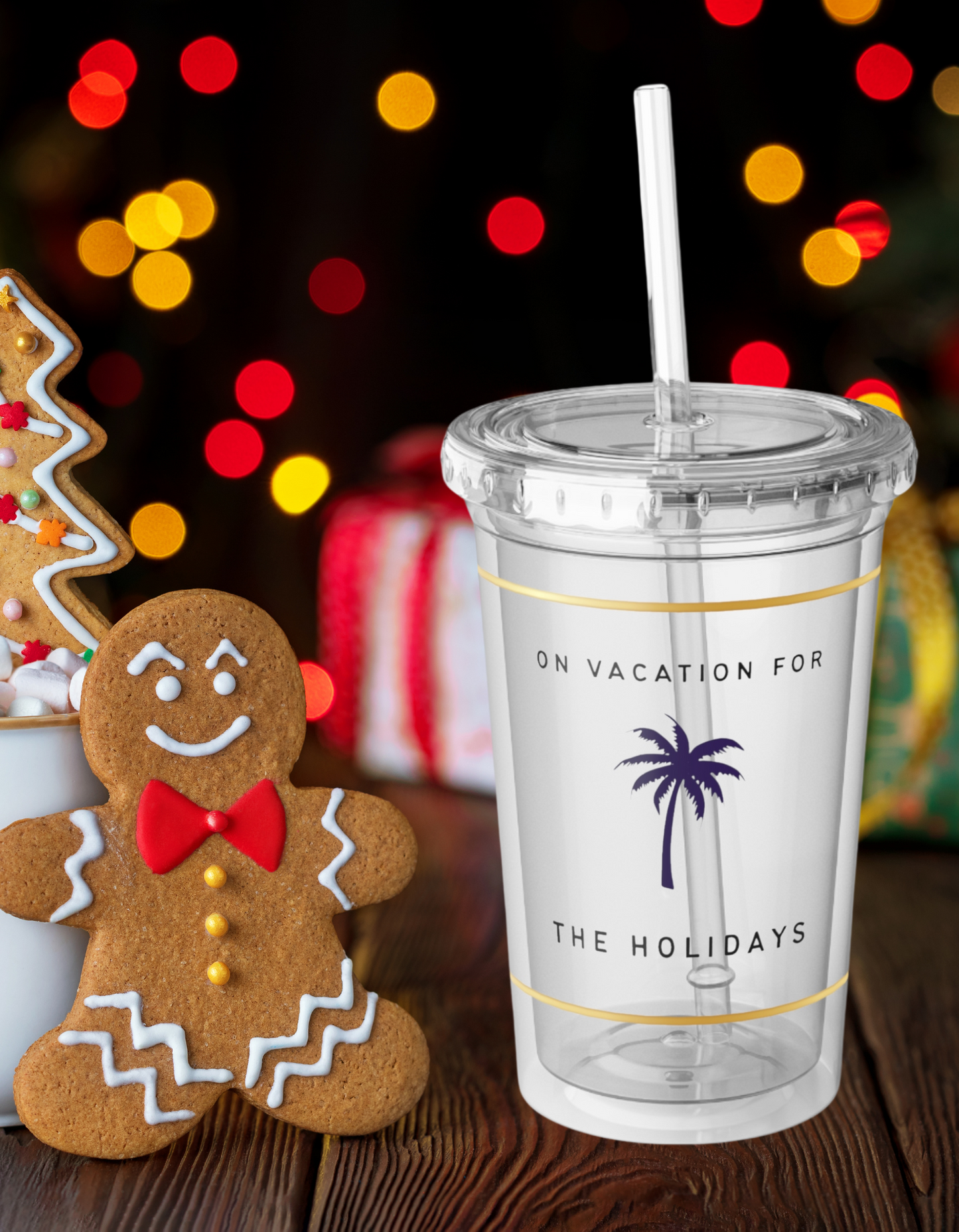 Acrylic Cup - On Vacation for the Holidays Design