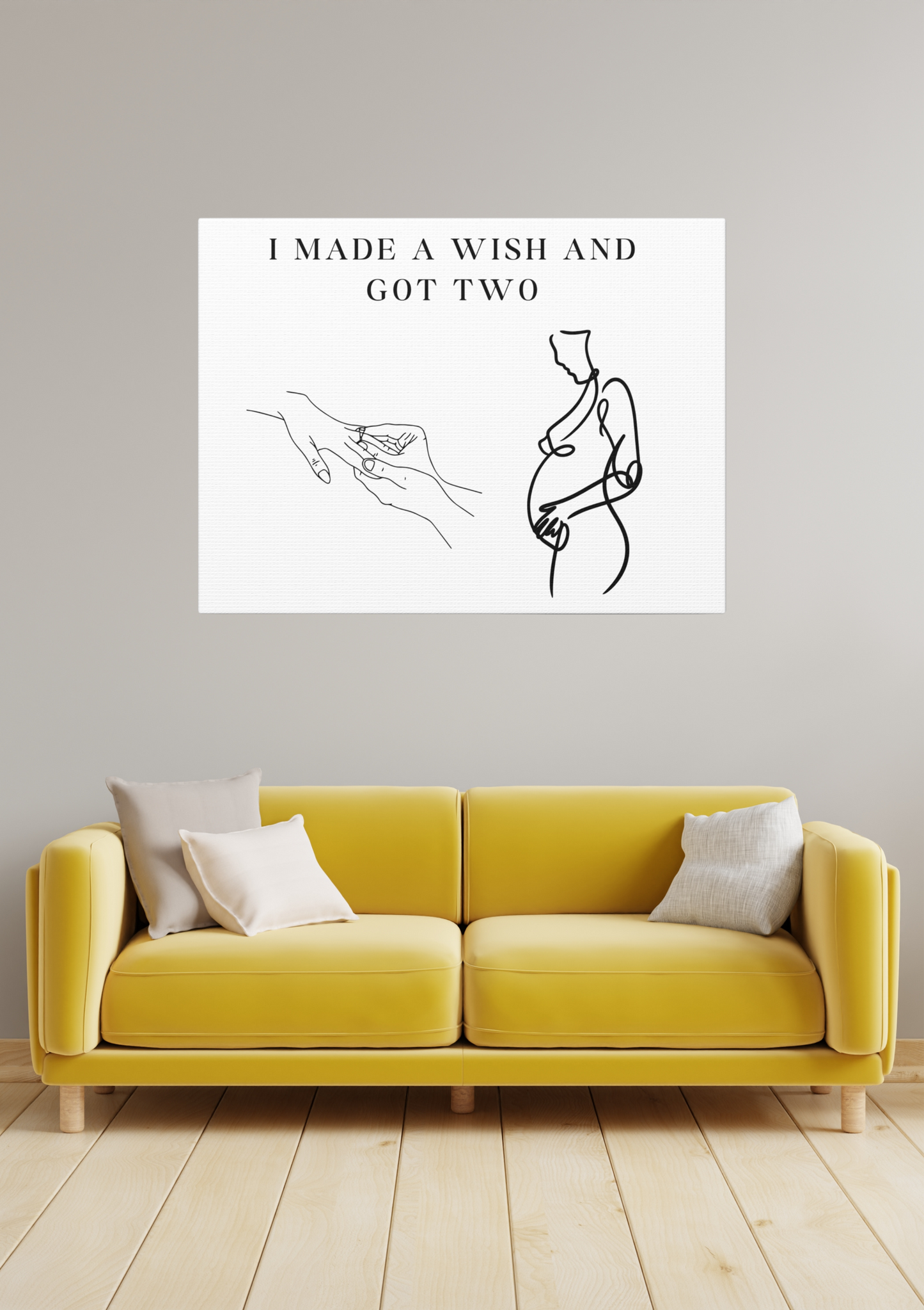 Canvas Print, I Made a Wish and Got Two, Wall Art Decor, Home Decor, Matte Canvas Wall Hanging, Stretched Wall Art, 1 25 Inch Wall Decor