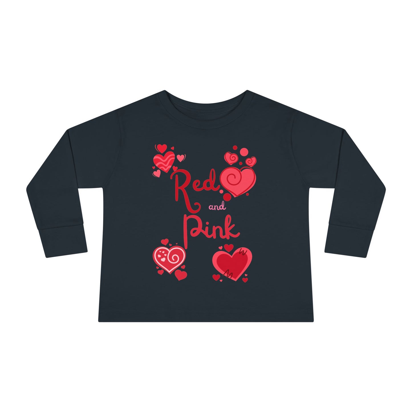 Heart Design Toddler Tee, Red Pink Long Sleeve Shirt for Kids, Valentine's Day Gift, Love Theme Top, Children's Clothing, Cute Heart Print,