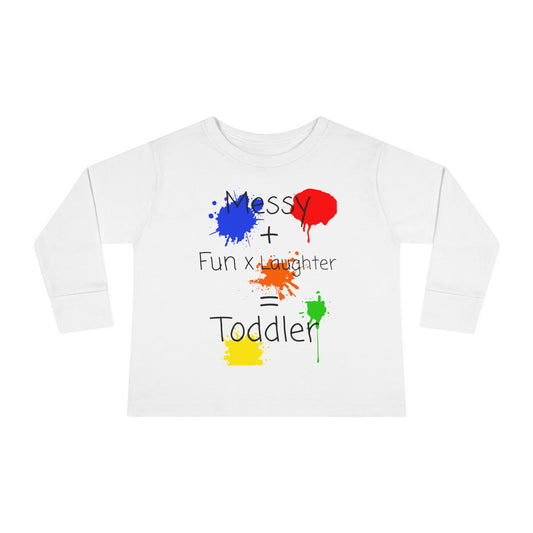 Messy Fun Toddler Long Sleeve Tee, Kids Art Shirt, Playful Baby Clothes, Toddler Gift, Kids Birthday Outfit