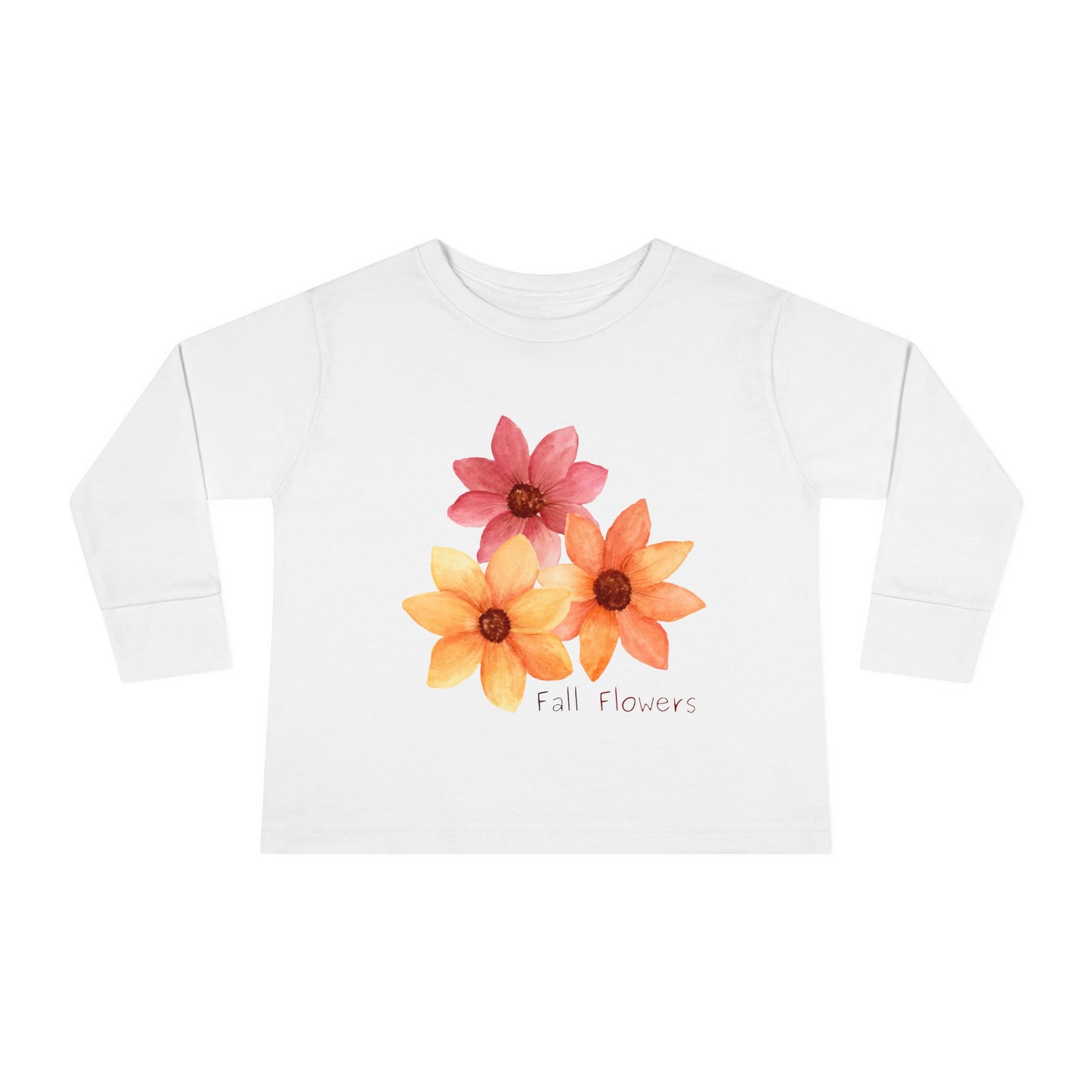 Toddler Flowers Long Sleeve Tee, Adorable Toddler Shirt, Baby Girl Gift, Cute Kids Clothing, Flower Print Top, Seasonal Wear