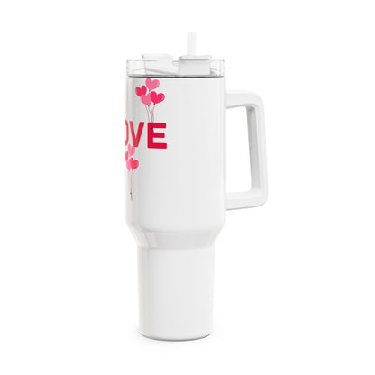 LOVE Tumbler - Romantic Drinkware, Heart Design Travel Mug, Valentine's Day Gift, Stainless Steel Cup, Anniversary Present