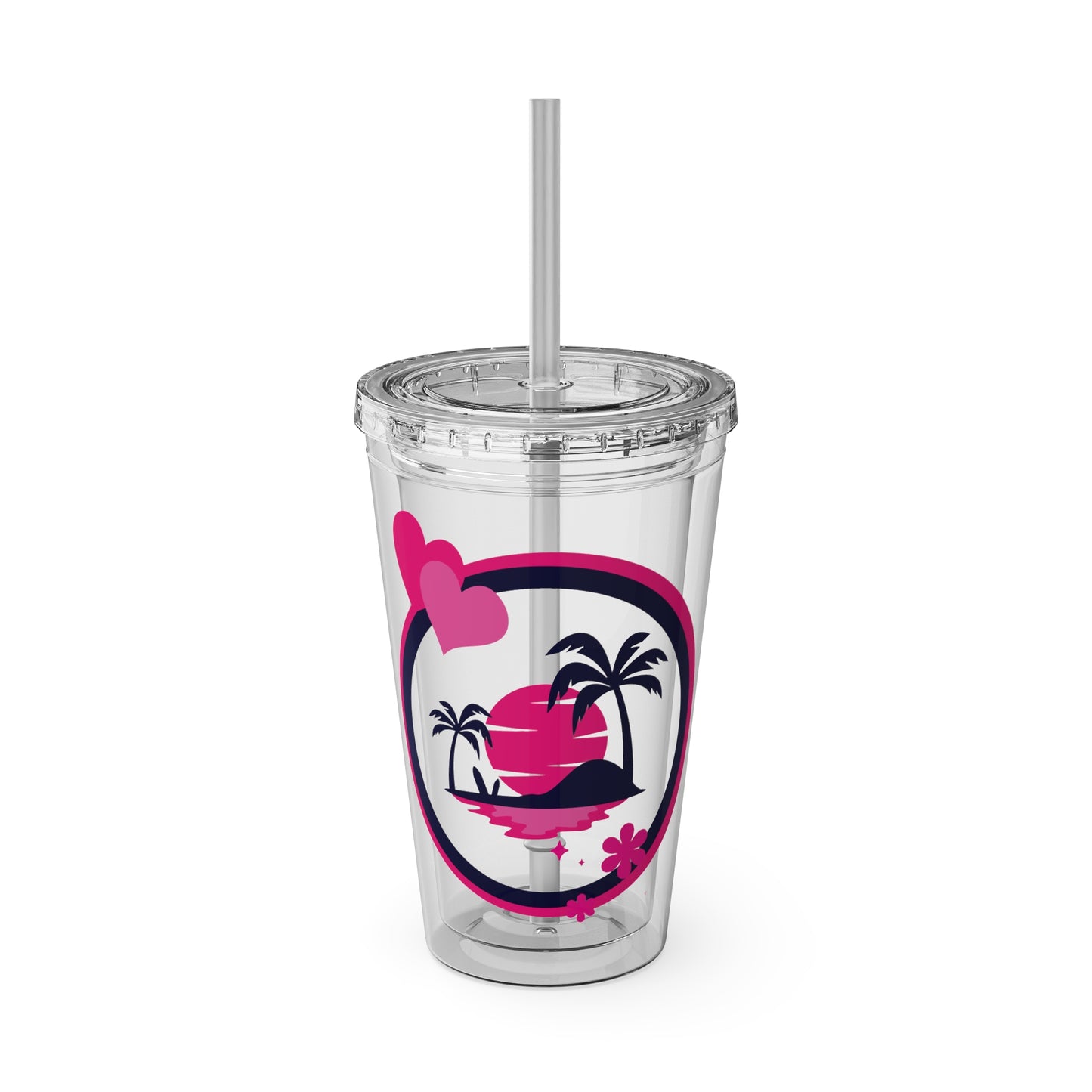 Sunsplash Tropical Tumbler with Straw - 16oz
