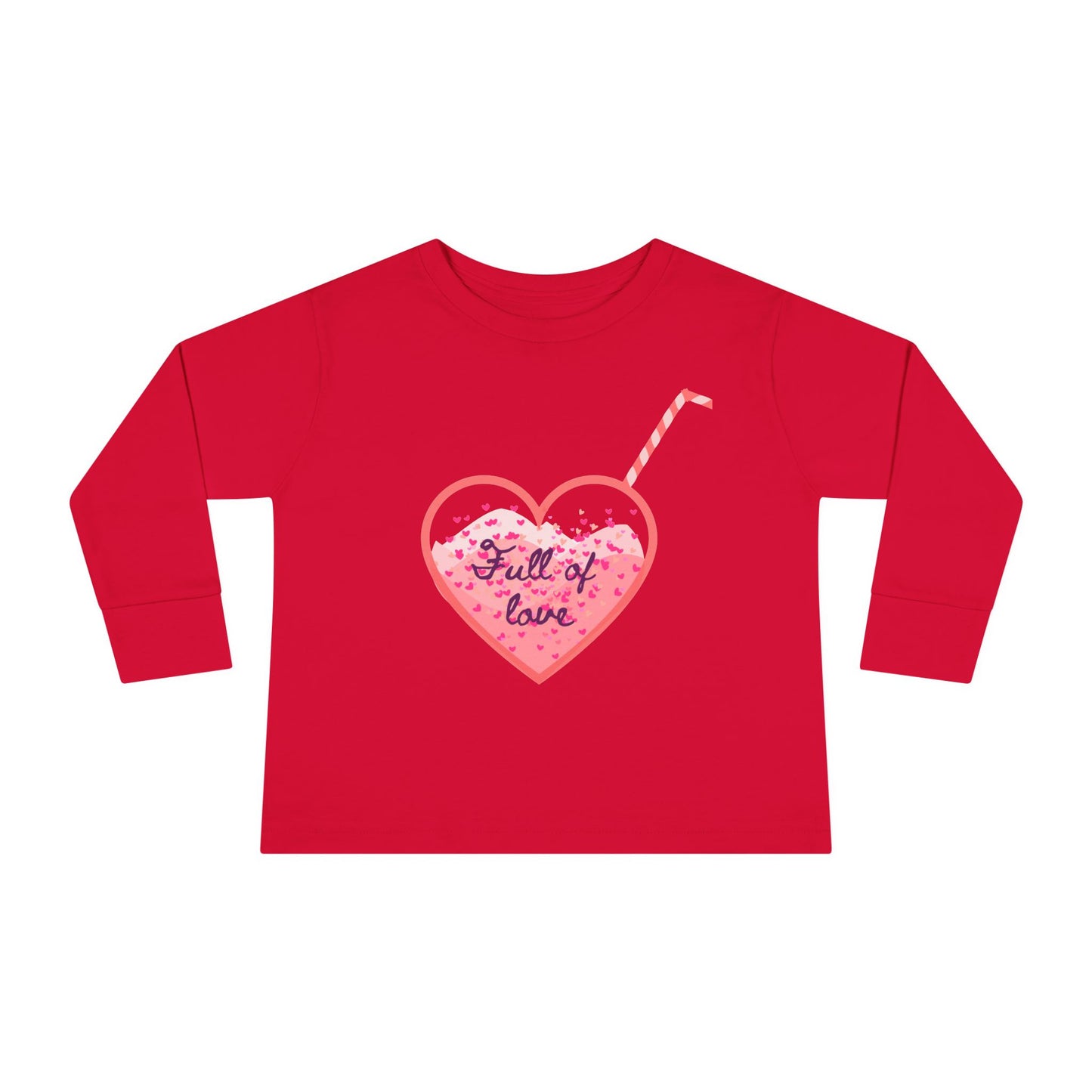 Full of Love Toddler Long Sleeve Tee, Heart Pattern Shirt, Cute Kids Clothes, Valentine's Day Gift, Children's Apparel, Sweet Child Top