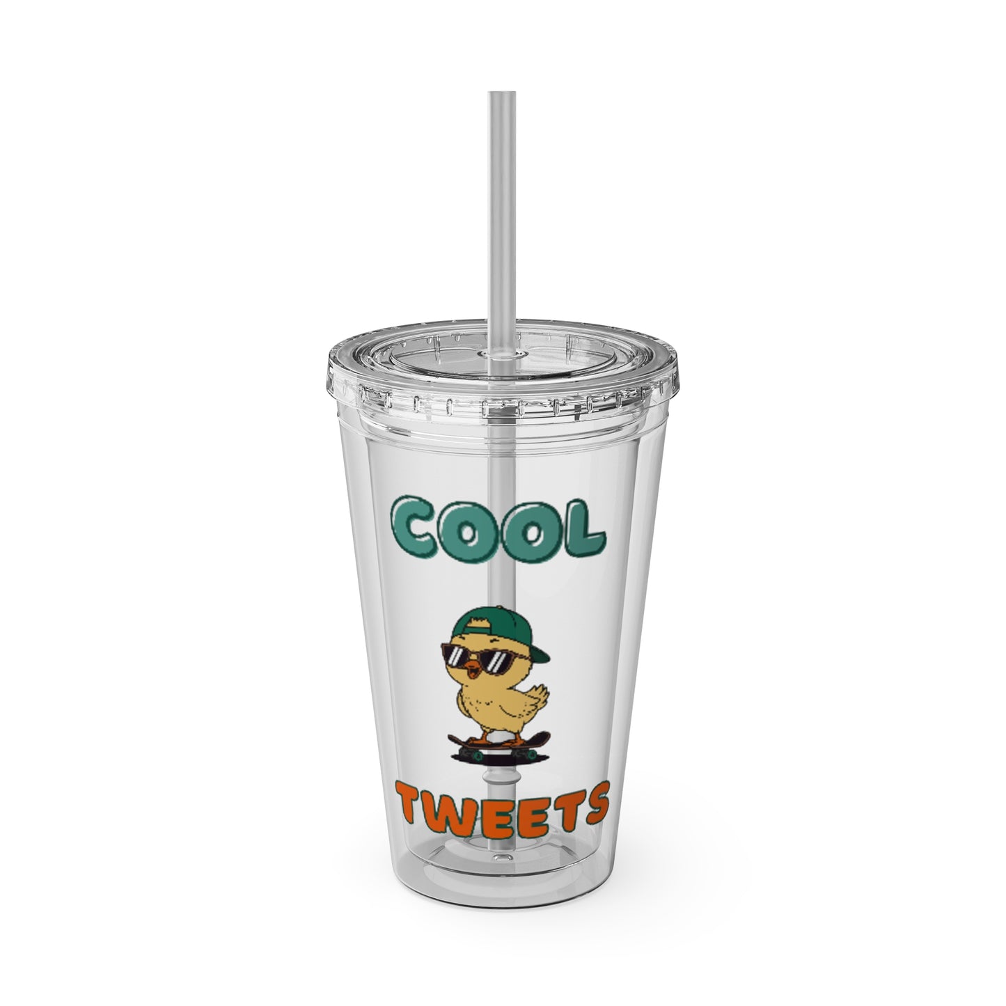 Sunsplash Cool Tweets Tumbler with Straw - Fun 16oz Drinkware for Summer Vibes